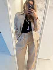 Pantalone con Pince in cotone lavorato