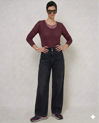 T-shirt Donna leggera Scollo a V in Misto Cachemire