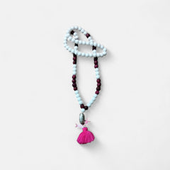 Mala 81 grani  Agata fucsia e Opale bianco